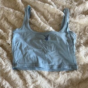 Blue Playboy Crop Top with Logo